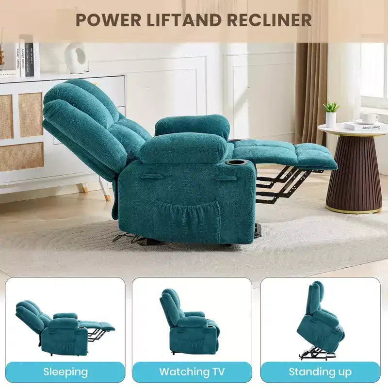 Oversized Power Lift Recliner Chair for Elderly with Vibration Massage and Lumbar Heating,Adjustable Lay Flat,Recliner Chairs,Stand Assist