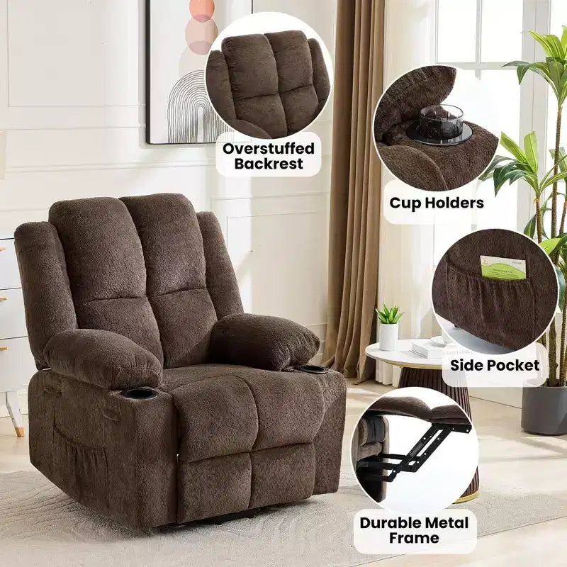 Oversized Power Lift Recliner Chair for Elderly with Vibration Massage and Lumbar Heating,Adjustable Lay Flat,Recliner Chairs,Stand Assist