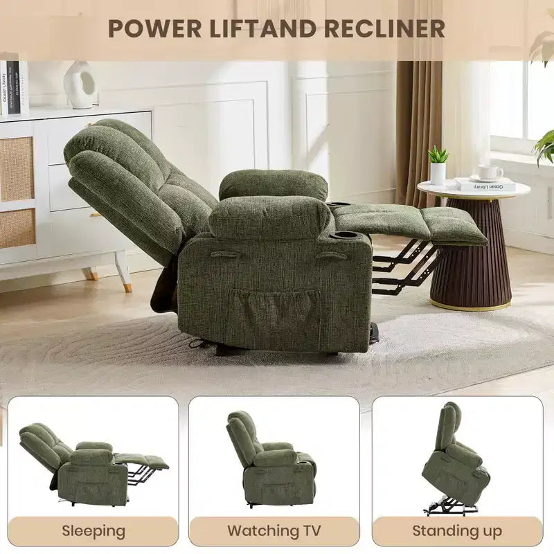 Oversized Power Lift Recliner Chair for Elderly with Vibration Massage and Lumbar Heating,Adjustable Lay Flat,Recliner Chairs,Stand Assist