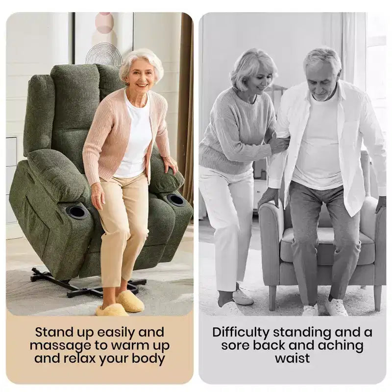 Oversized Power Lift Recliner Chair for Elderly with Vibration Massage and Lumbar Heating,Adjustable Lay Flat,Recliner Chairs,Stand Assist