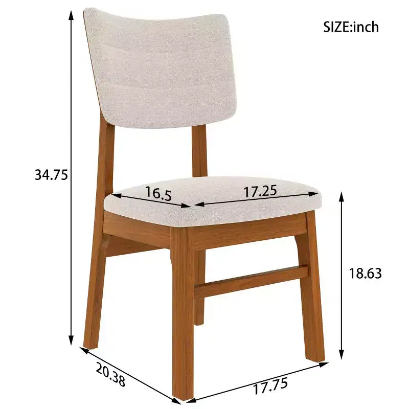 Set of 4 Upholstered Dining Chairs with Wood Legs, Mid-Century Modern Kitchen Chairs for Dining Room, Restaurant, or Living Room