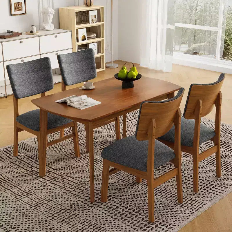 Set of 4 Upholstered Dining Chairs with Wood Legs, Mid-Century Modern Kitchen Chairs for Dining Room, Restaurant, or Living Room