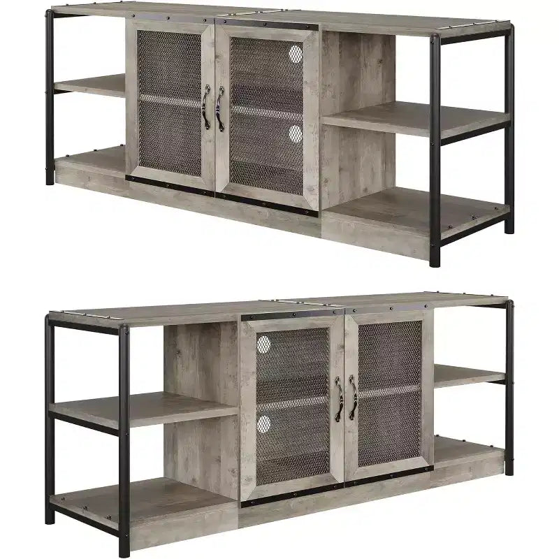 Farmhouse TV Stand for 65/75 inches TVs, Entertainment Center with Storage Cabinet, Industrial Media Console Cabinet Table