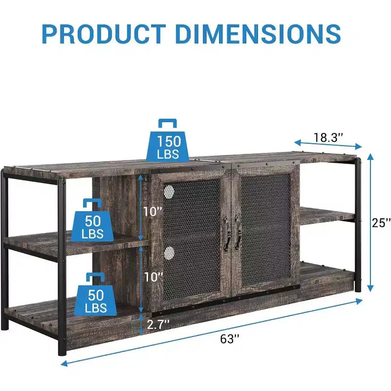 Farmhouse TV Stand for 65/75 inches TVs, Entertainment Center with Storage Cabinet, Industrial Media Console Cabinet Table