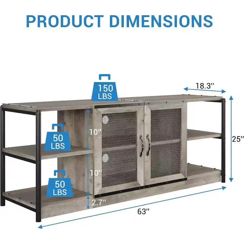 Farmhouse TV Stand for 65/75 inches TVs, Entertainment Center with Storage Cabinet, Industrial Media Console Cabinet Table
