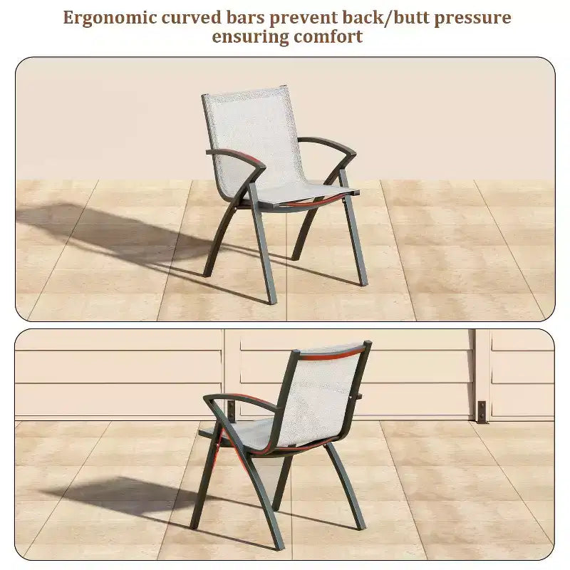 Aluminum Patio Chairs with Lightweight Frame and Adjustable Back, Outdoor Sling Back Dining Chairs for Garden, Camping Poolside
