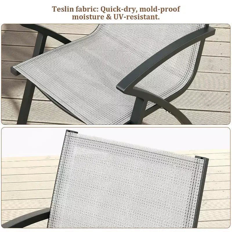Aluminum Patio Chairs with Lightweight Frame and Adjustable Back, Outdoor Sling Back Dining Chairs for Garden, Camping Poolside