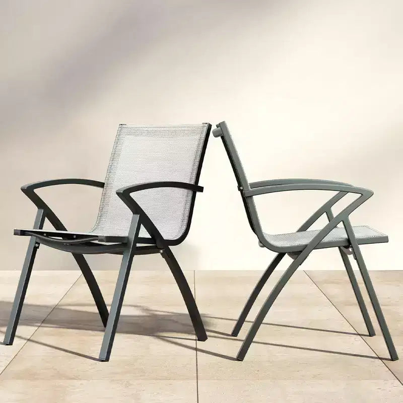 Aluminum Patio Chairs with Lightweight Frame and Adjustable Back, Outdoor Sling Back Dining Chairs for Garden, Camping Poolside
