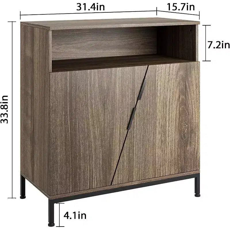 Door Sideboard Cabinet, Freestanding Wood Sideboard Buffet with Adjustable Shelves