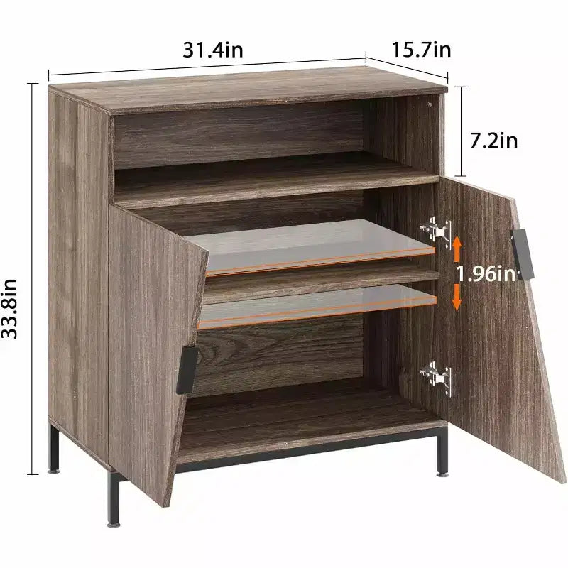 Door Sideboard Cabinet, Freestanding Wood Sideboard Buffet with Adjustable Shelves