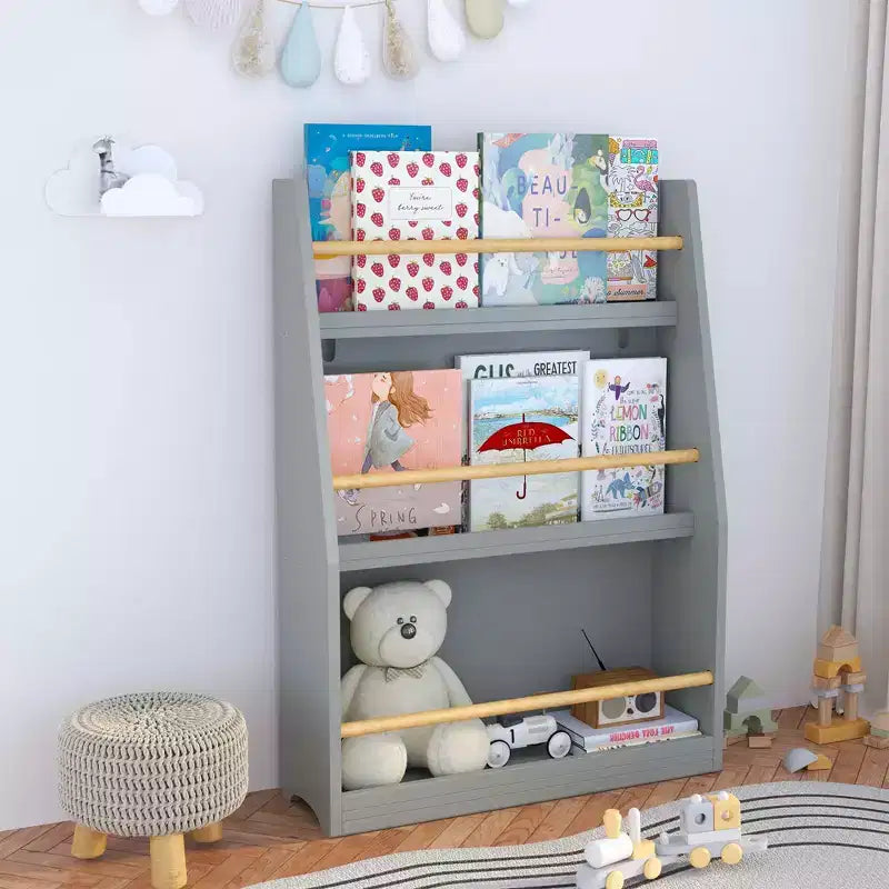 3-Tier Kids Book Shelf, Book Rack for Bedrooms, Playrooms and Classrooms, Gray