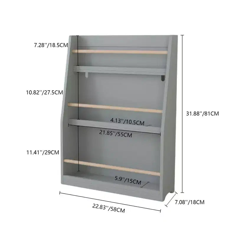 3-Tier Kids Book Shelf, Book Rack for Bedrooms, Playrooms and Classrooms, Gray