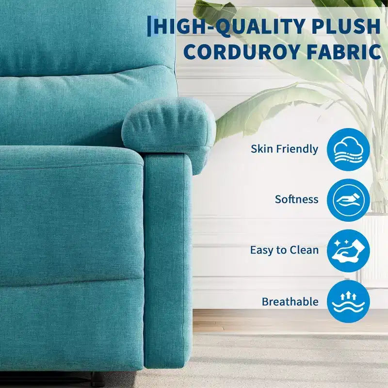 Manual Recliner Chair for Adults, Ergonomic Fabric Single Sofa with Back Support, Side Pocket, Adjustable Reclining Chair for Living Room, Bedroom