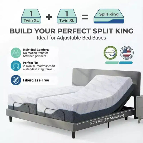 12-14 Inch Twin XL Memory Foam Mattress, Firm Cooling Gel Green Tea Bed in a Box, Fiberglass-Free Cover, Pressure Relief Support