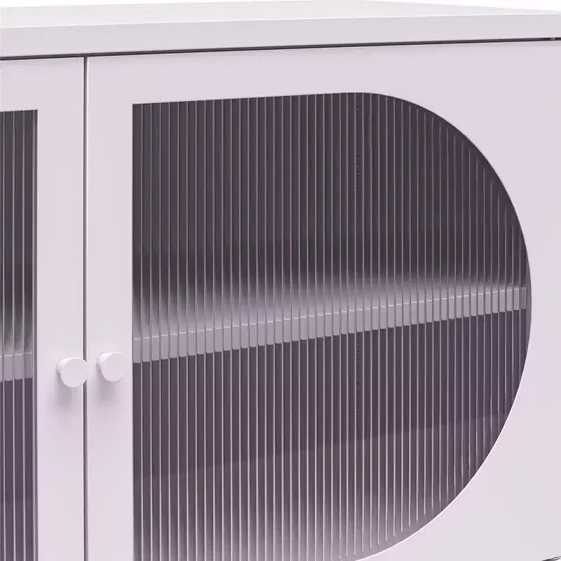Wide 2-Door Accent Cabinet with Oval Fluted Glass Doors