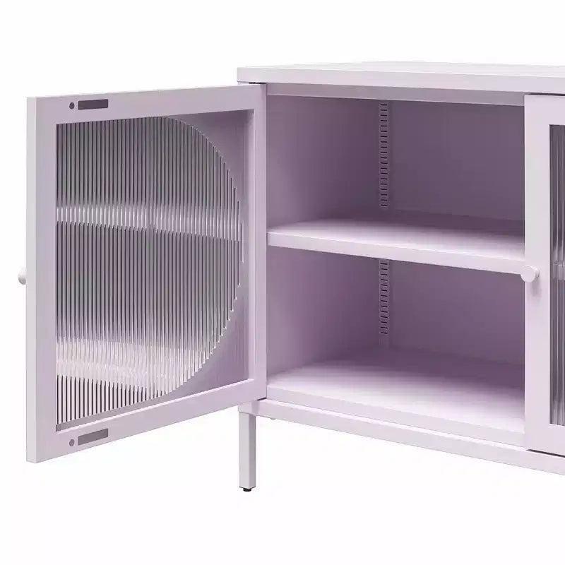 Wide 2-Door Accent Cabinet with Oval Fluted Glass Doors