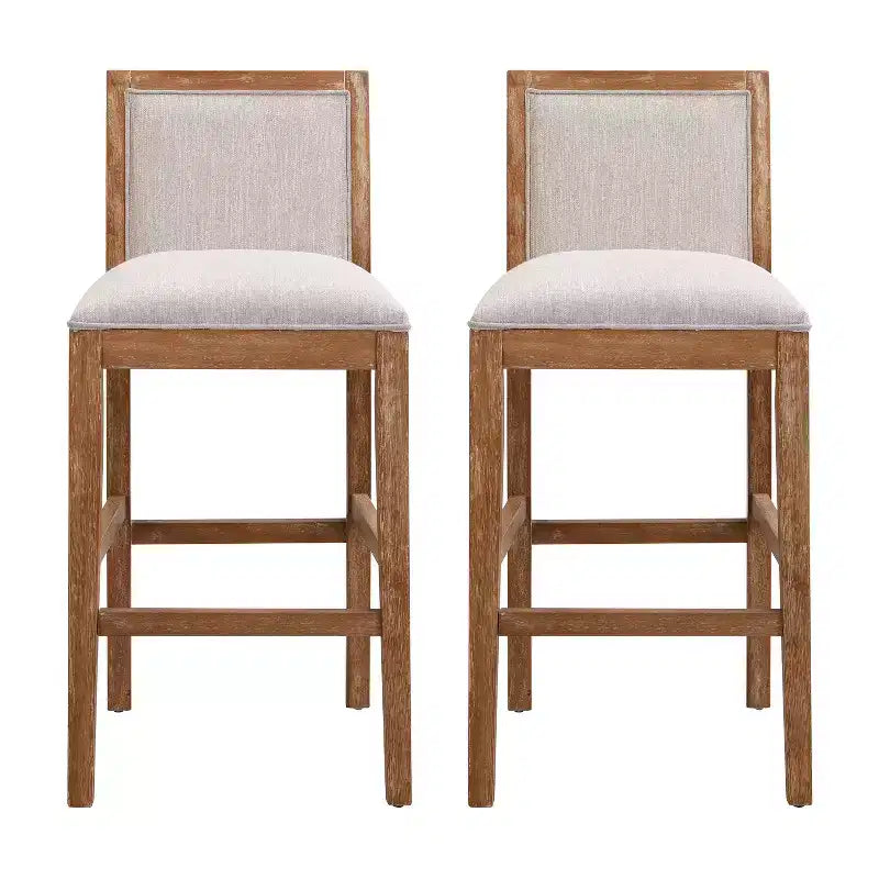 Upholstered Counter Height Bar Stools Set of 2, Accent Chair with Rubberwood Frame, for Kitchen Island, Home Office, Dining Room