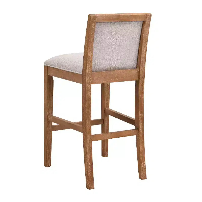 Upholstered Counter Height Bar Stools Set of 2, Accent Chair with Rubberwood Frame, for Kitchen Island, Home Office, Dining Room