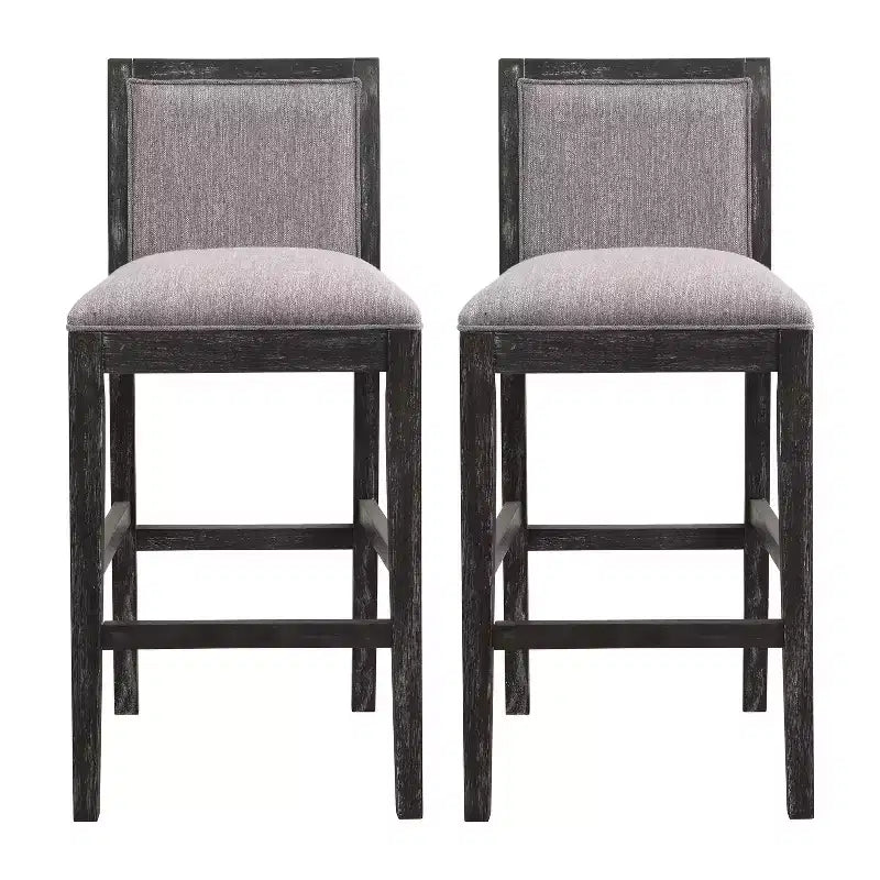 Upholstered Counter Height Bar Stools Set of 2, Accent Chair with Rubberwood Frame, for Kitchen Island, Home Office, Dining Room