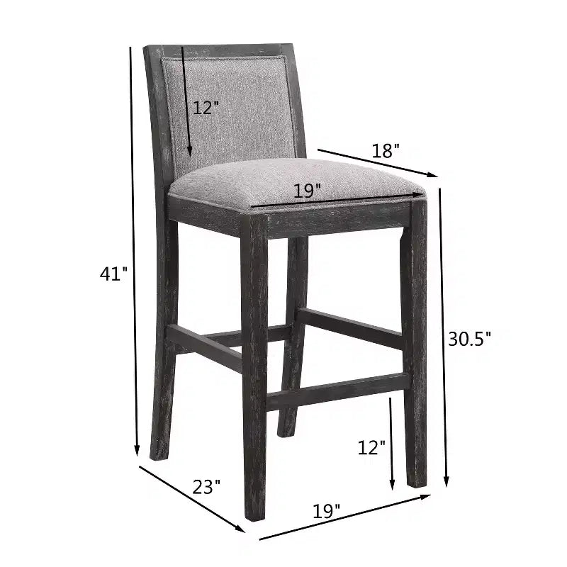 Upholstered Counter Height Bar Stools Set of 2, Accent Chair with Rubberwood Frame, for Kitchen Island, Home Office, Dining Room