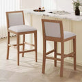 Upholstered Counter Height Bar Stools Set of 2, Accent Chair with Rubberwood Frame, for Kitchen Island, Home Office, Dining Room