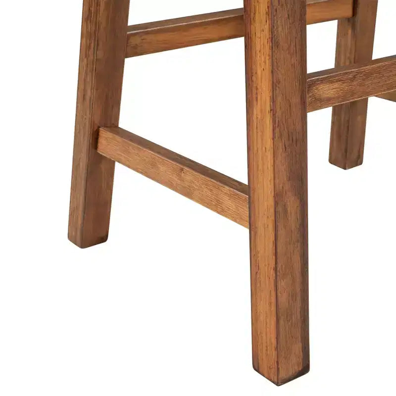 2-Piece Farmhouse Counter Height Stools, Rustic Wood Design, Small Kitchen Dining, Walnut