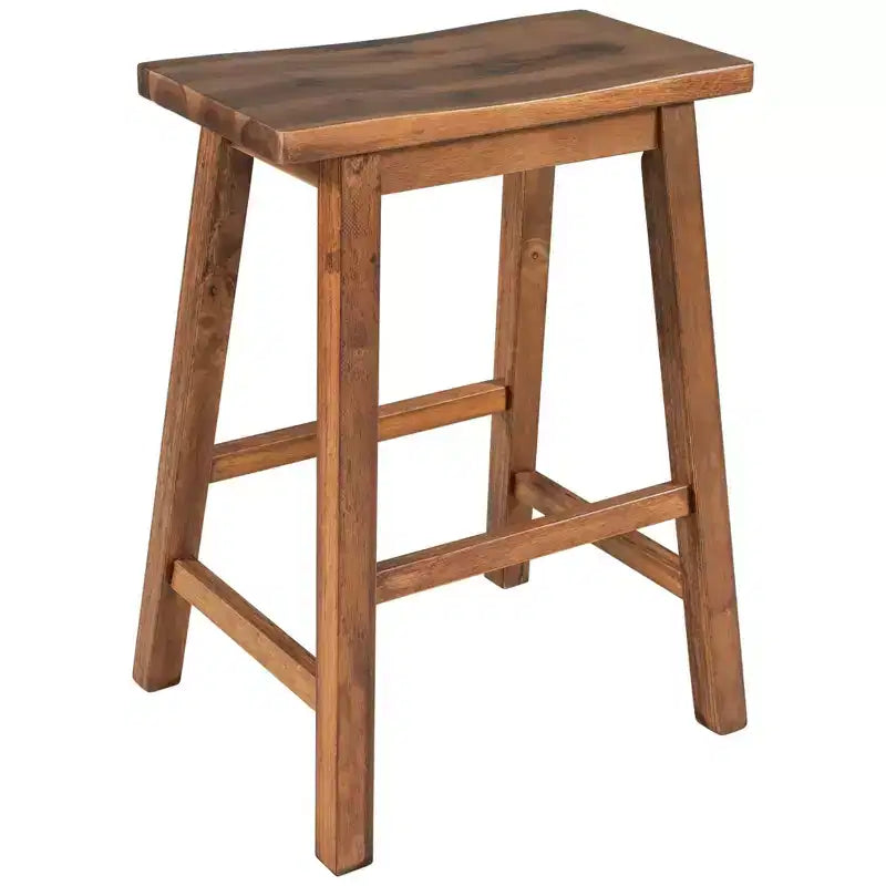 2-Piece Farmhouse Counter Height Stools, Rustic Wood Design, Small Kitchen Dining, Walnut