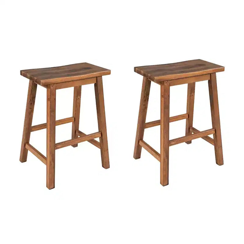 2-Piece Farmhouse Counter Height Stools, Rustic Wood Design, Small Kitchen Dining, Walnut