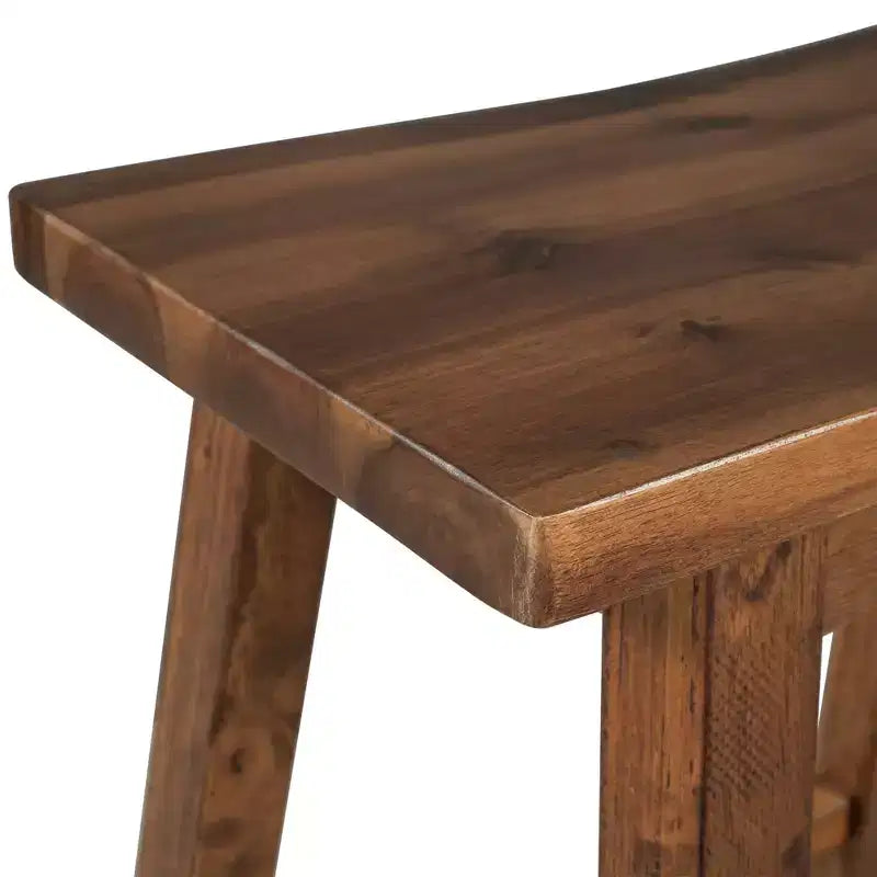 2-Piece Farmhouse Counter Height Stools, Rustic Wood Design, Small Kitchen Dining, Walnut