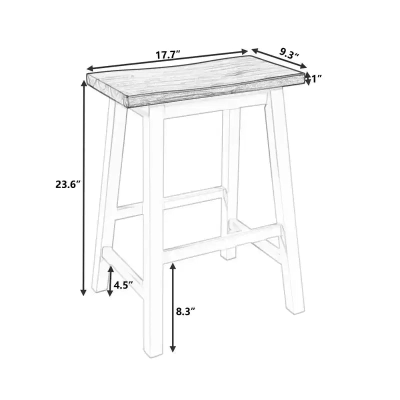 2-Piece Farmhouse Counter Height Stools, Rustic Wood Design, Small Kitchen Dining, Walnut