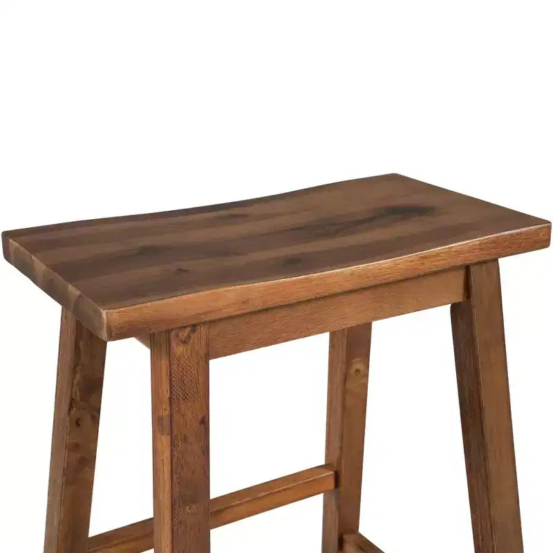 2-Piece Farmhouse Counter Height Stools, Rustic Wood Design, Small Kitchen Dining, Walnut