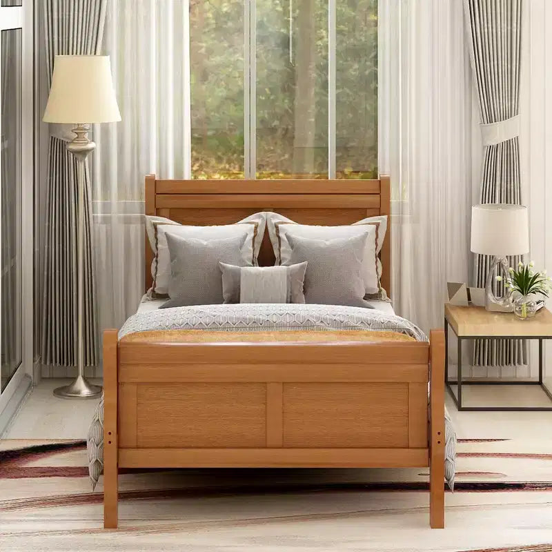 Twin Wood Platform Bed Frame with Headboard & Footboard, Solid Wood Slat Support, No Box Spring Needed, Easy Assembly for Kids & Teens
