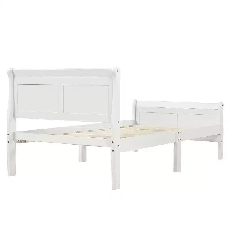 Twin Wood Platform Bed Frame with Headboard & Footboard, Solid Wood Slat Support, No Box Spring Needed, Easy Assembly for Kids & Teens