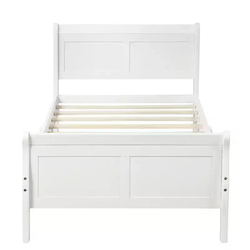 Twin Wood Platform Bed Frame with Headboard & Footboard, Solid Wood Slat Support, No Box Spring Needed, Easy Assembly for Kids & Teens