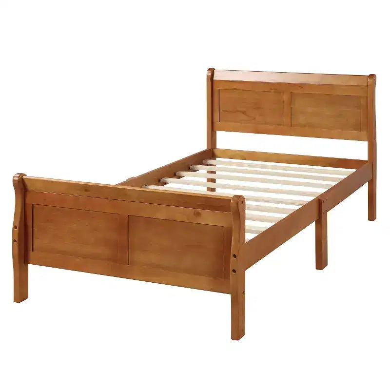 Twin Wood Platform Bed Frame with Headboard & Footboard, Solid Wood Slat Support, No Box Spring Needed, Easy Assembly for Kids & Teens