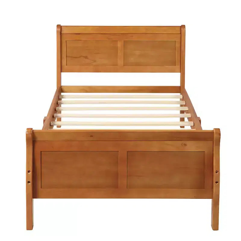Twin Wood Platform Bed Frame with Headboard & Footboard, Solid Wood Slat Support, No Box Spring Needed, Easy Assembly for Kids & Teens