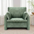 Green Accent Chair, Modern Upholstered Chair with Armrests, Thick Cushion and Arched Backrest