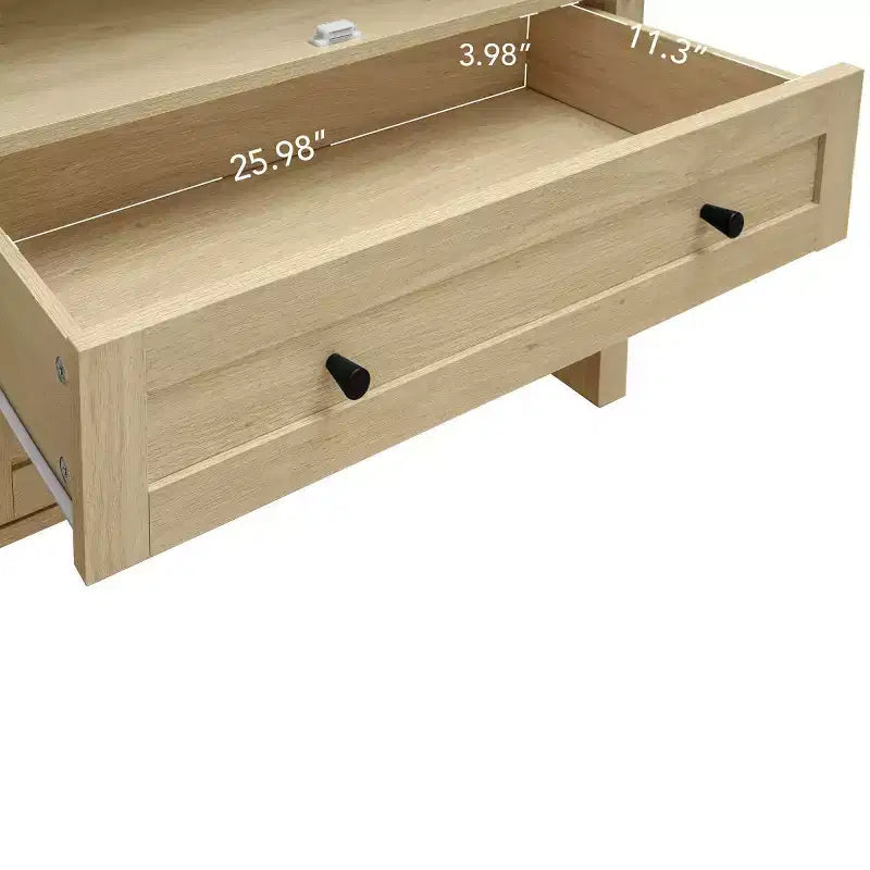 70.28" Tall Arched Kitchen Pantry Cabinet with Rattan Doors, 2 Drawers and Adjustable Shelves
