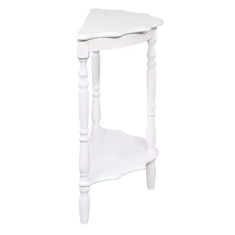 42" Retro Curved Console Table with Cloud Design Top and Open Shelf, Solid Wood Frame and Legs, Milk White