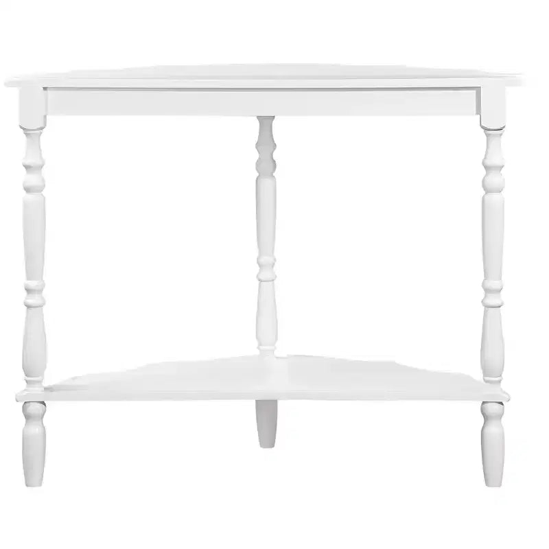 42" Retro Curved Console Table with Cloud Design Top and Open Shelf, Solid Wood Frame and Legs, Milk White