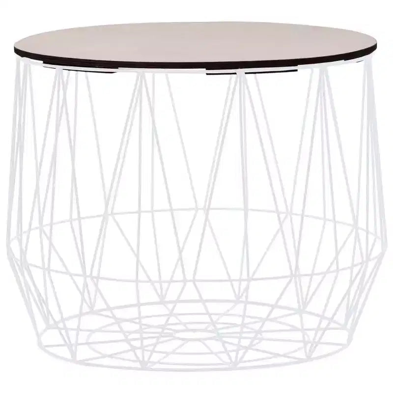 Coffee Table Set of 2, Round End Table & Sofa Table for Living Room, Copper/Black/White