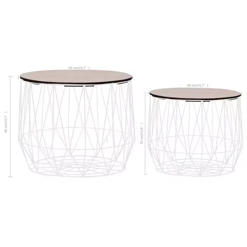 Coffee Table Set of 2, Round End Table & Sofa Table for Living Room, Copper/Black/White