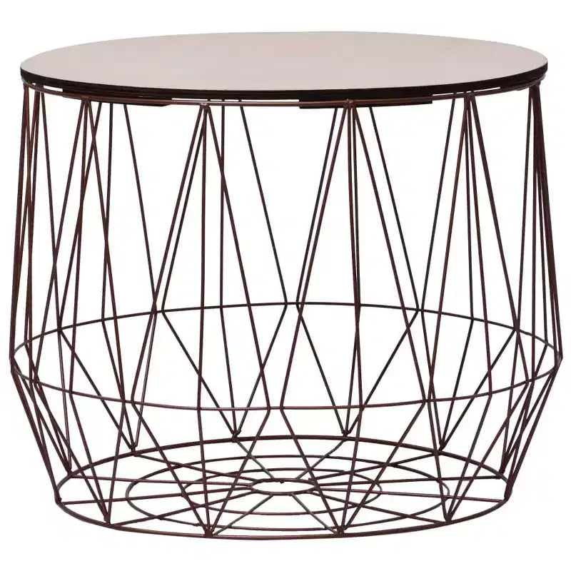 Coffee Table Set of 2, Round End Table & Sofa Table for Living Room, Copper/Black/White