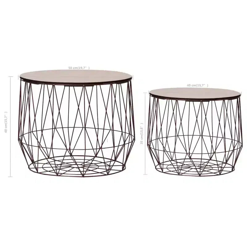 Coffee Table Set of 2, Round End Table & Sofa Table for Living Room, Copper/Black/White