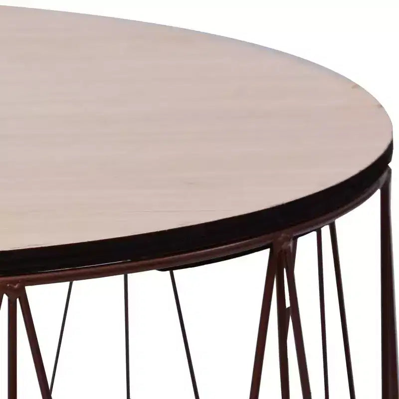 Coffee Table Set of 2, Round End Table & Sofa Table for Living Room, Copper/Black/White