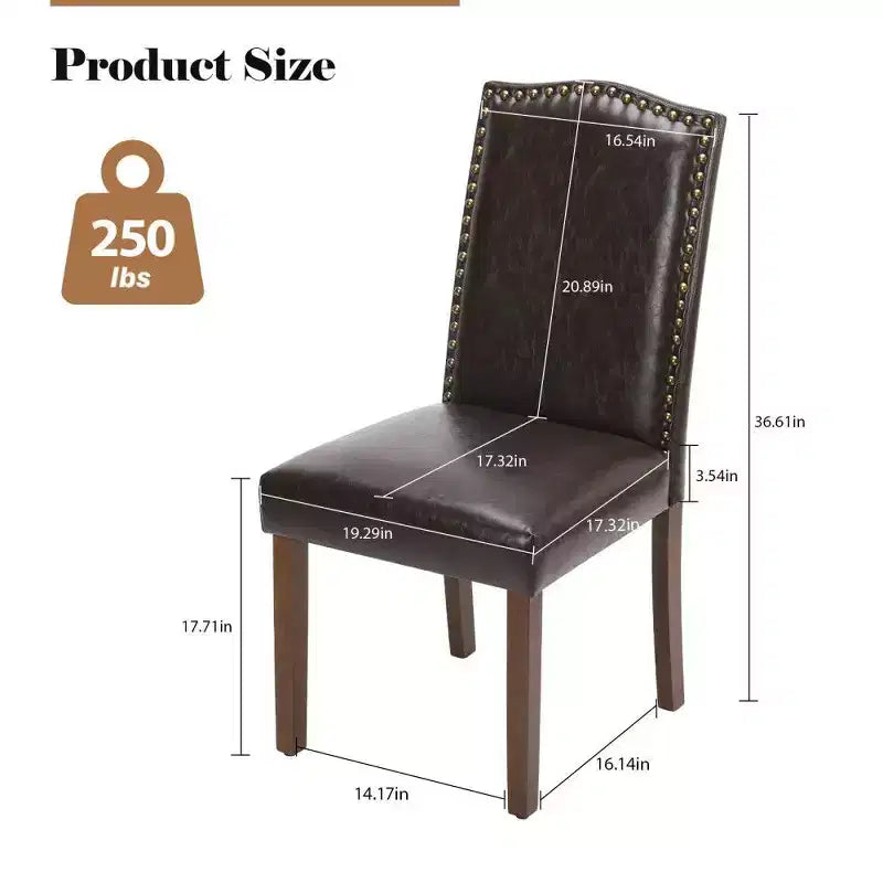 Modern Dining Chairs Set of 2, Linen Upholstered Kitchen Chairs with Nailhead Trim & Rubberwood Legs for Dining Room, Kitchen, Living Room