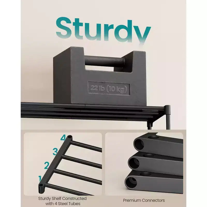 5-Tier Stackable Shoe Rack, 36.2 Inch Metal Shoe Organizer with 22 lb per Tier Capacity, Upright & Reversible for Entryway, Black