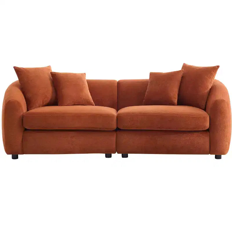 87" Modern 3-Seater Wooden Velvet Upholstered Sofa