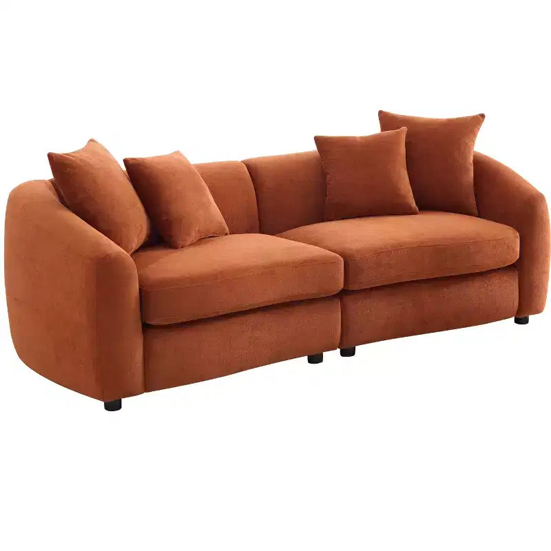 87" Modern 3-Seater Wooden Velvet Upholstered Sofa