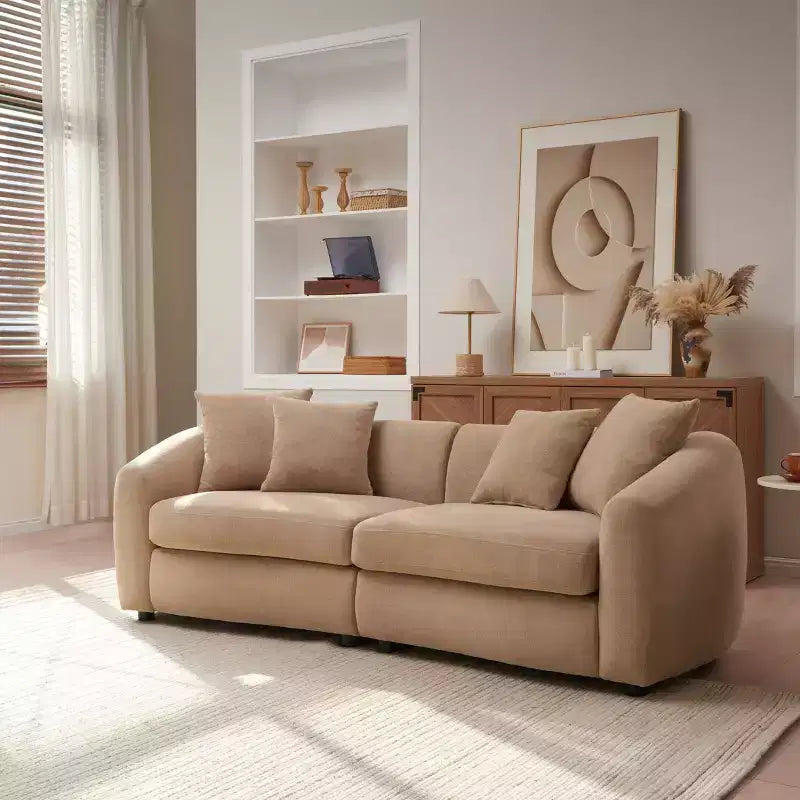 87" Modern 3-Seater Wooden Velvet Upholstered Sofa